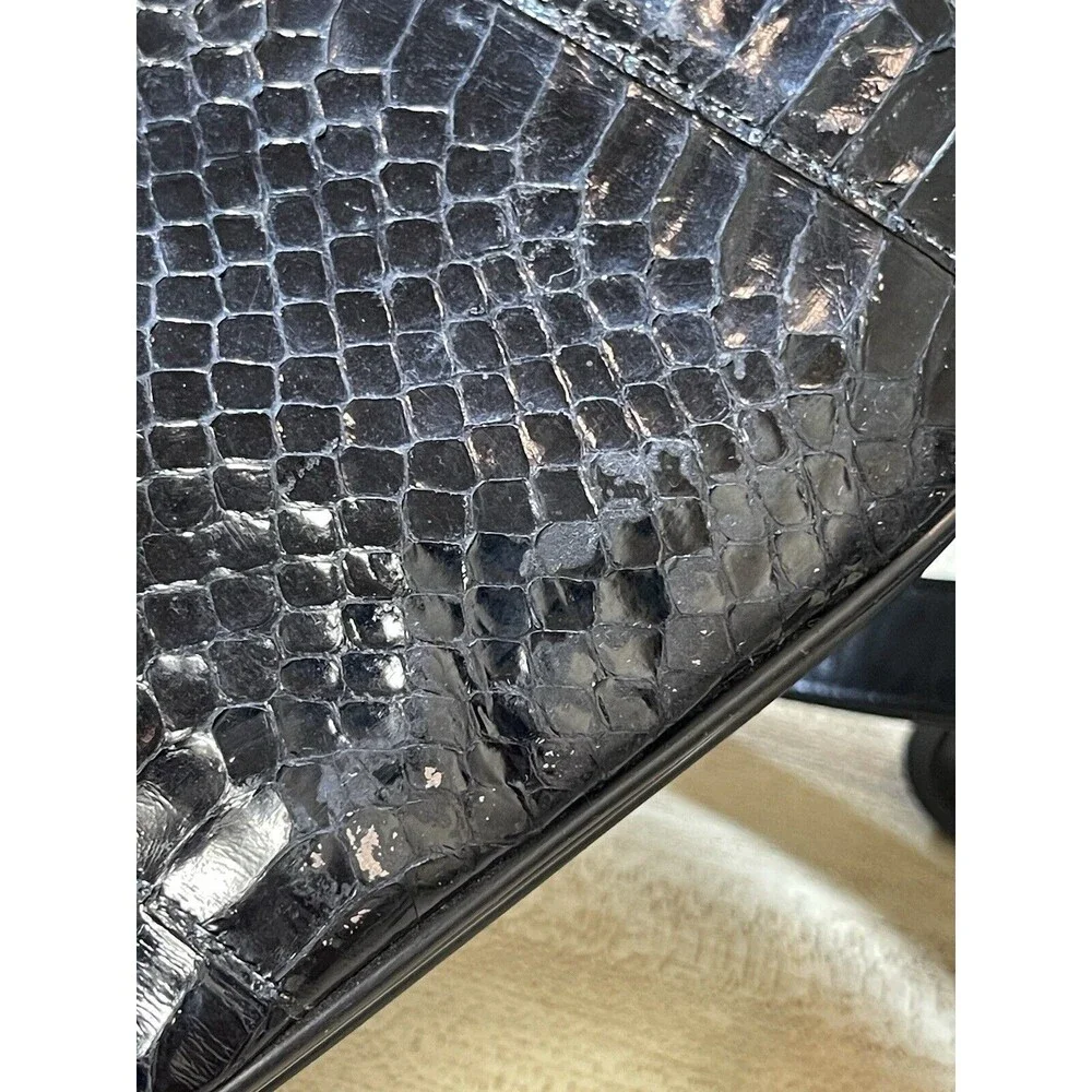 Vintage Robert Bestien Black Snakeskin Purse With Metal Closure Hardware